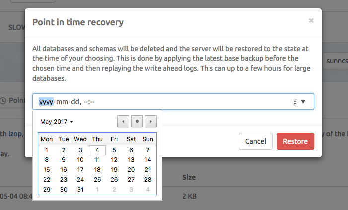 Point-in-time recovery