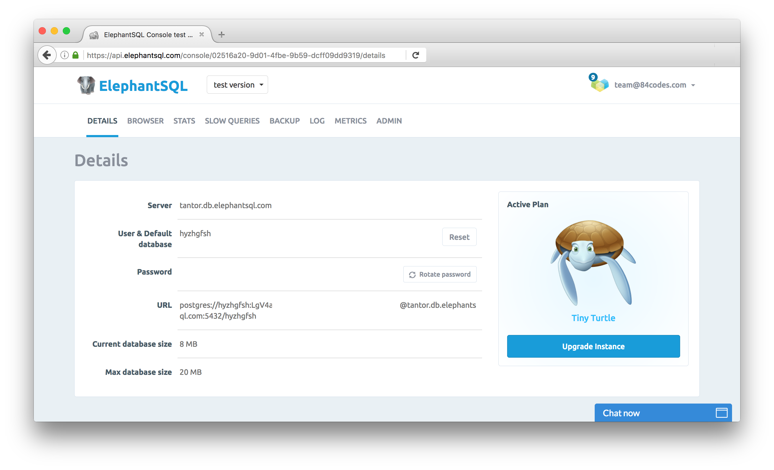 Postgresql control panel