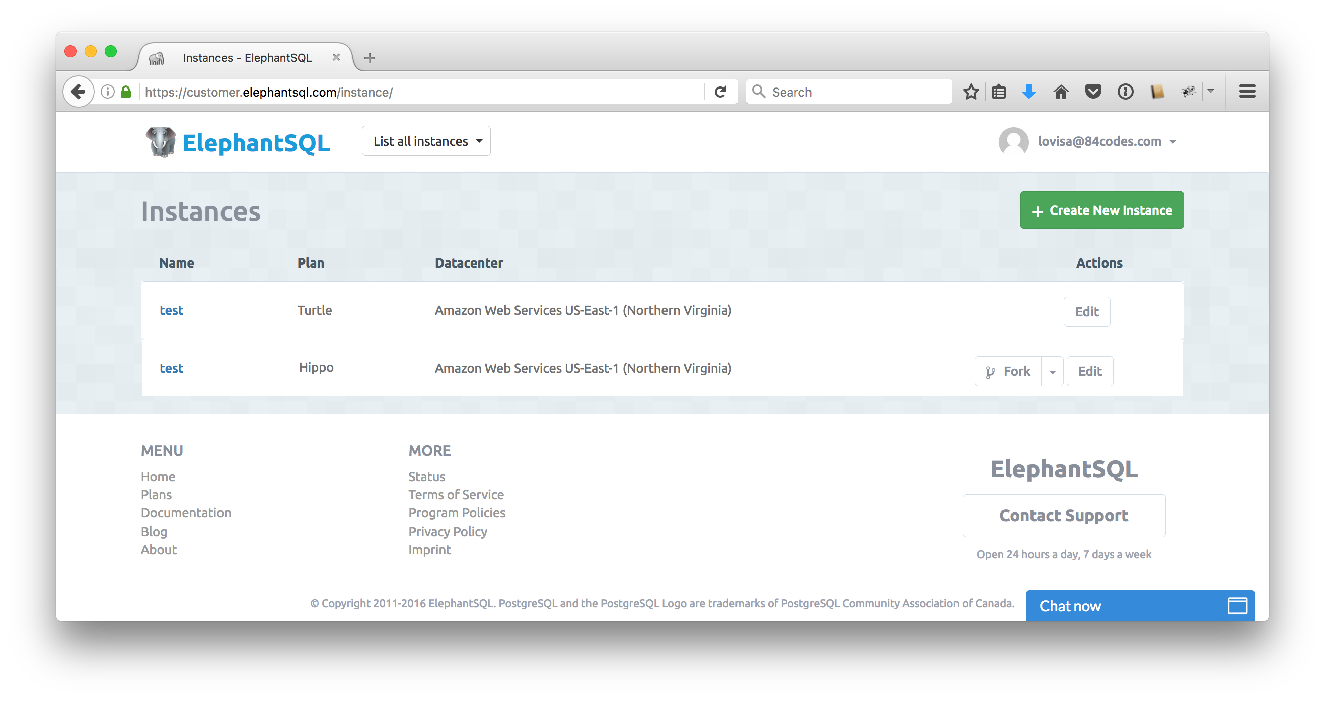 Postgresql instances